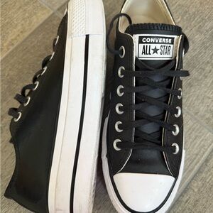 Converse Chuck Taylor All Star Lift Platform Black Leather size 6.5